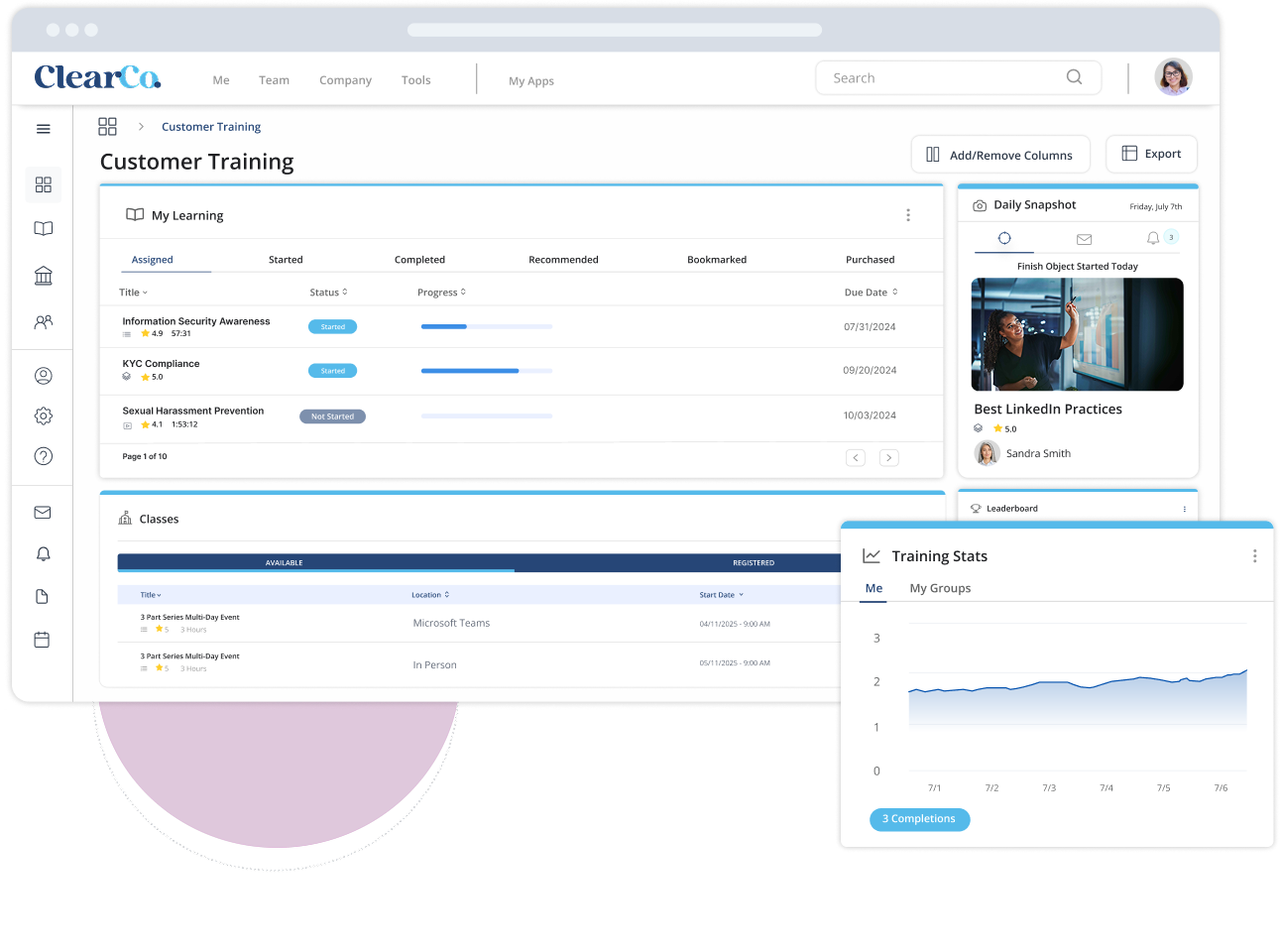 learning analytics dashboard mockup