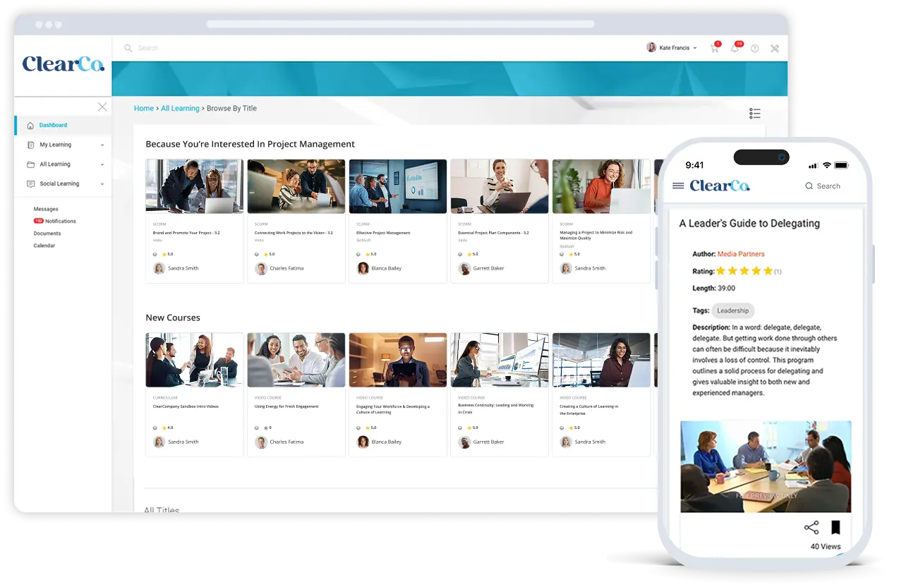 ClearCompany Learning Management System Dashboard Mockup