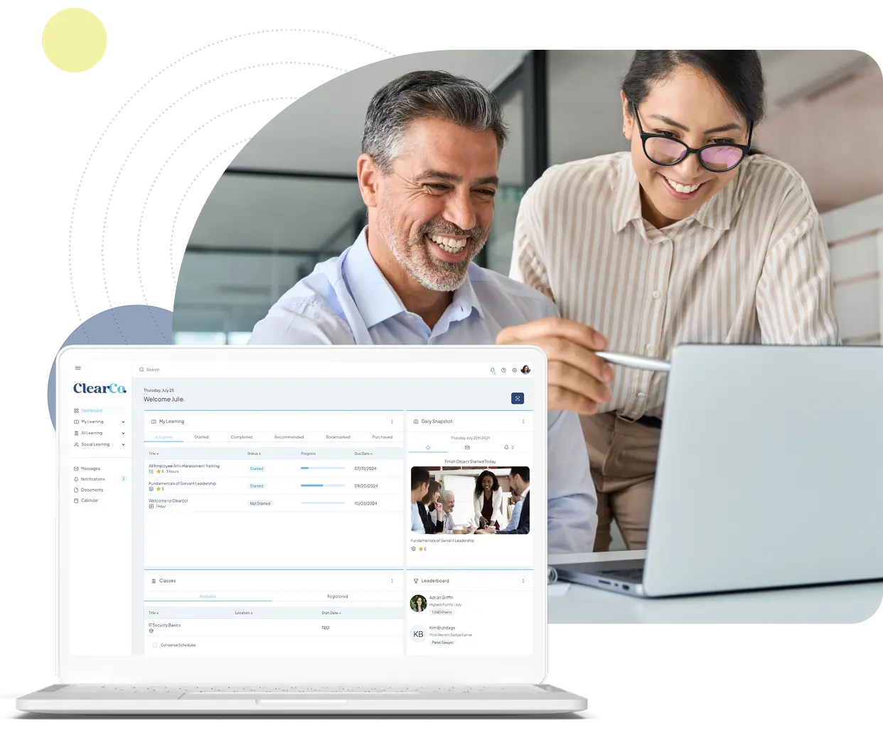 ClearCompany Learning Management System Dashboard Mockup